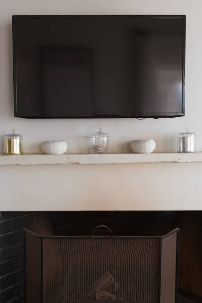 istock Television and fireplace at home 1132475563