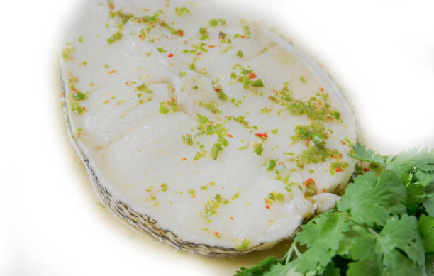 istock Steamed snow fish, spicy sauce 1132475951