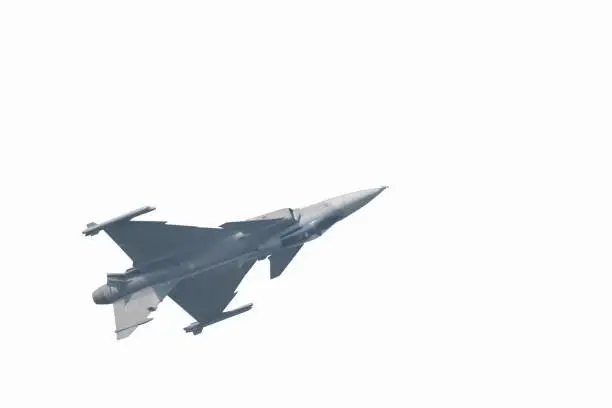 The Gripen plane above the horizon is a white background.