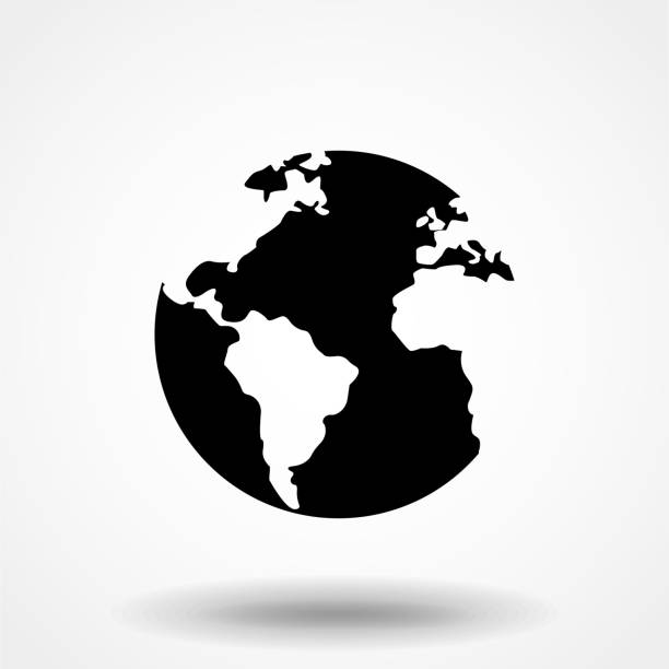 ilustraciones, imágenes clip art, dibujos animados e iconos de stock de globo icono en el vector de estilo plano para la aplicación, iu, sitios web. icono negro vector ilustración - map square shape usa global communications
