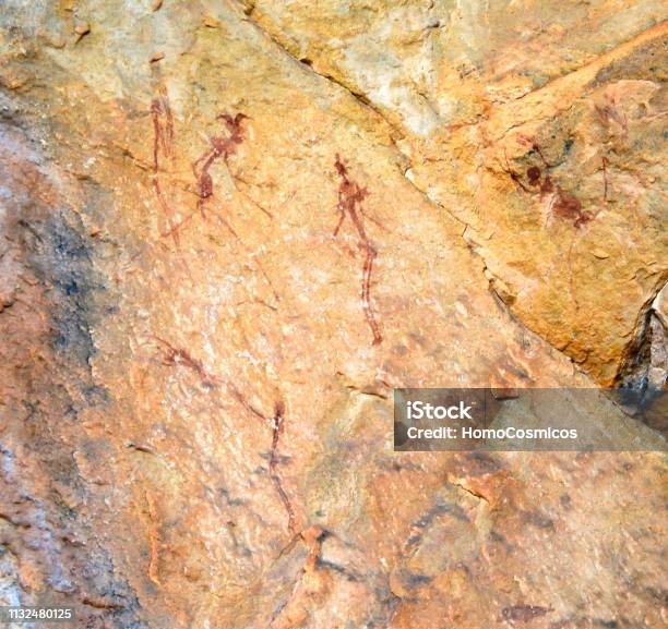 Sandstone With Bushmen Aka San People Rock Paintings At Makhaleng Valley Near Malealea Mafeteng Lesotho Stock Photo - Download Image Now