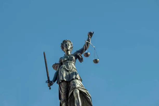 lady justice at the roemer square in Frankfurt am Main