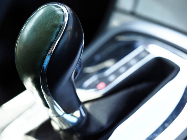 istock Automated gear handle with green leather trimming 1132482657