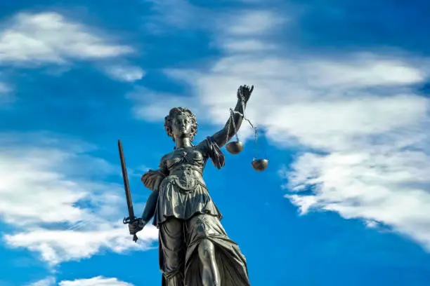 lady justice at the roemer square in Frankfurt am Main