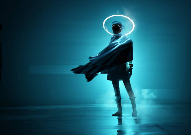 istock Conceptual Futuristic Space Women Posing 1132484880