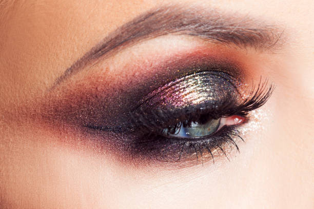 istock Female eye with Smokey eyes, makeup, close-up. Bright makeup 1132485669