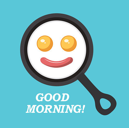 Breakfast And Good Morning Stock Illustration - Download Image Now -  Anthropomorphic Smiley Face, Breakfast, Cholesterol - iStock