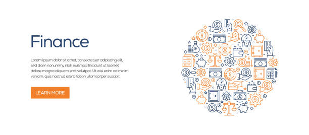 kuvapankkikuvitukset aiheesta rahoita liittyvä bannerimalli, jossa on rivikuvakkeet. moderni vektorikuva mainokselle, otsikolle, verkkosivustolle. - calculator backgrounds