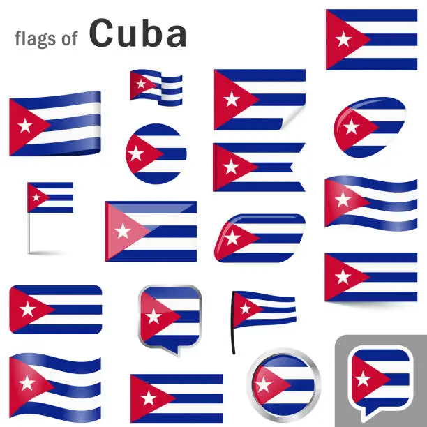 Vector illustration of flags with country colors of Cuba