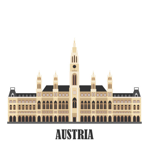 rathaus in wien - österreichische kultur stock-grafiken, -clipart, -cartoons und -symbole