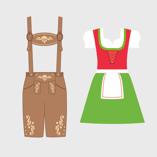 illustrazioni stock, clip art, cartoni animati e icone di tendenza di costume tradizionale austriaco e bavarese - leder hosen