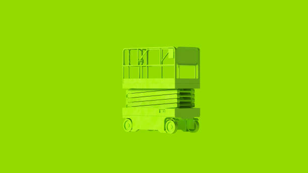 istock Lime Green Scissor Lift Aerial Work Platform Lowered 1132489189