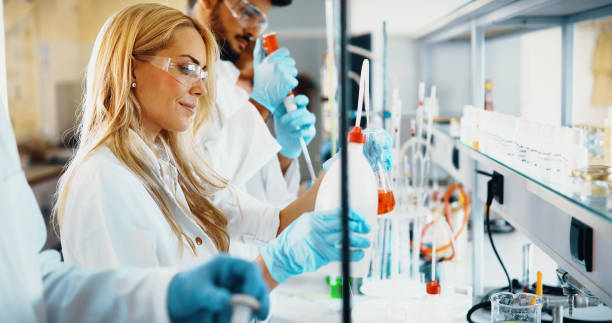 istock Young students of chemistry working in laboratory 1132490565