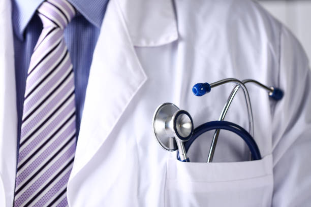 istock Doctor chest with stethoscope in pocket closeup 1132492329