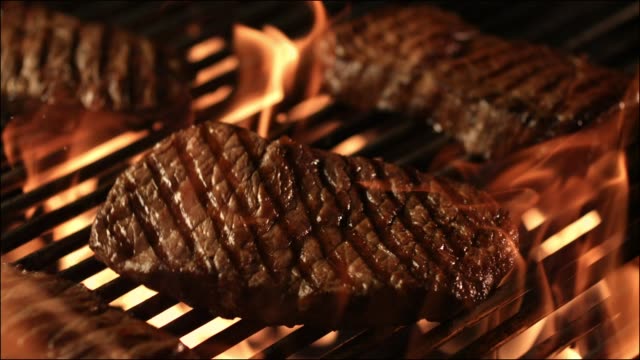 steak on a BBQ fire grill
