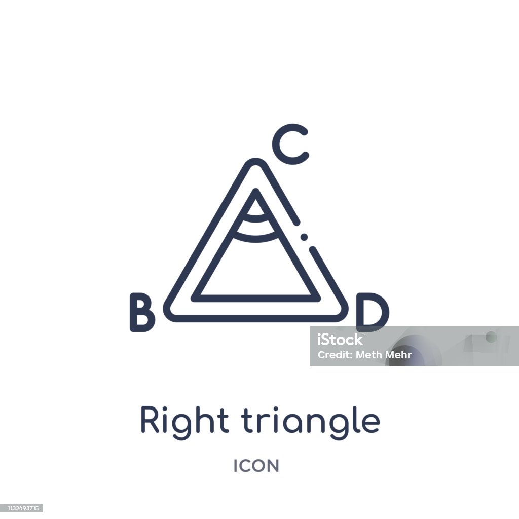 Linear right triangle icon from Education outline collection. Thin line right triangle vector isolated on white background. right triangle trendy illustration Abstract stock vector Linear right triangle icon from Education outline collection. Thin line right triangle vector isolated on white background. right triangle trendy illustration Abstract stock vector