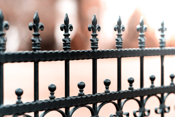 istock Metal wrought iron fence 1132494674