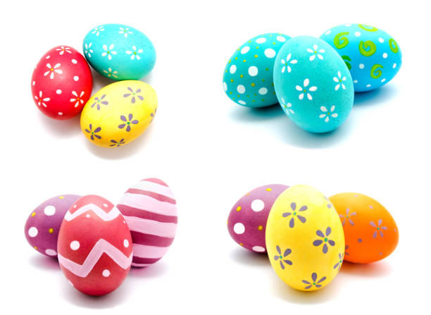 istock Collection of photos perfect colorful handmade easter egg isolated 1132496155
