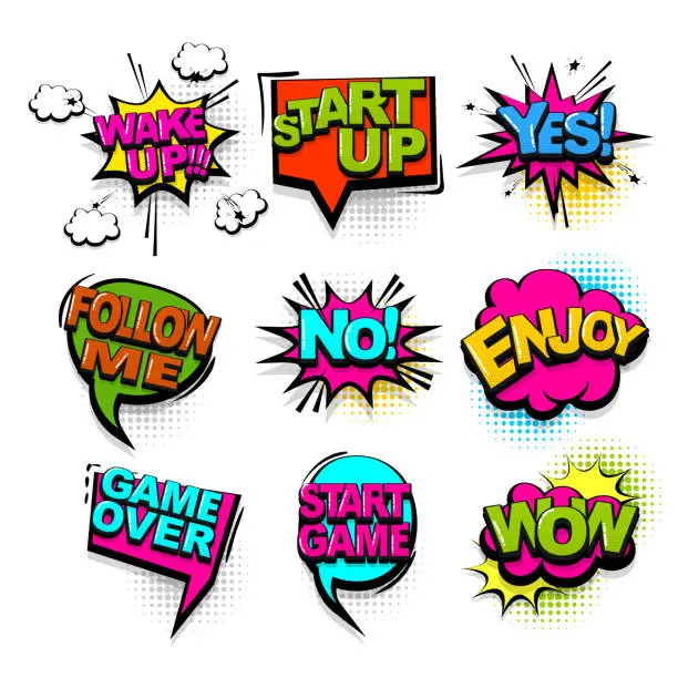 Vector illustration of Comic text collection sound effects pop art style