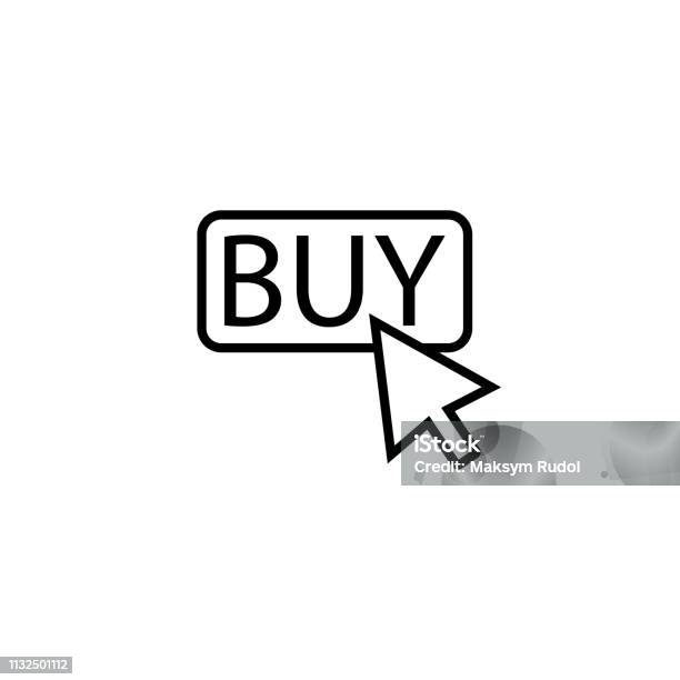 Buy Line Icon Button Stock Illustration - Download Image Now - Advertisement, Banner - Sign, Blue