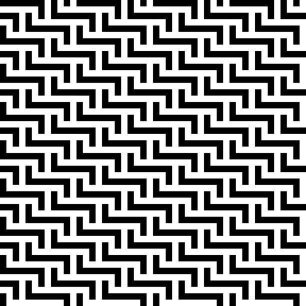 Abstract seamless pattern background. Maze of black geometric design elements isolated on white background. Vector illustration Abstract seamless pattern background. Maze of black geometric design elements isolated on white background. Vector illustration. minecraft floor patterns stock illustrations