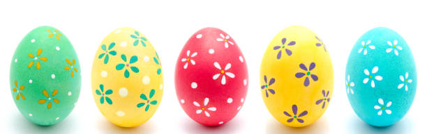 collezione di foto perfette colorate uovo di pasqua fatto a mano isolato - 2546 foto e immagini stock