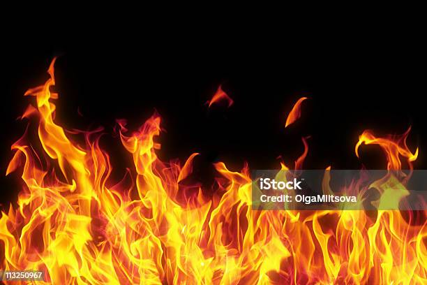 Flame Isolated Over Black Background Stock Photo - Download Image Now - Fire - Natural Phenomenon, Abstract, Black Background