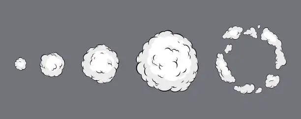 Vector illustration of Smoke explosion animation. Smoke Animation. Explosion animation. Sprite sheet for game, cartoon or animation