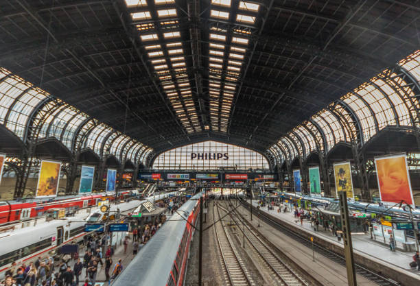 Hamburg, Germany - busiest train station in Germany and second busiest in Europe, the Hamburg Hauptbahnhof is a recognizable landmark in Hamburg with its iron structure