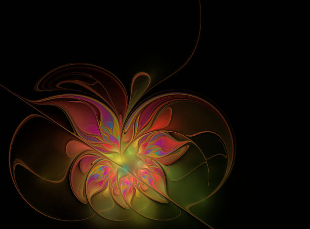 istock Beautiful bright fractal flower on a black background 1132514702