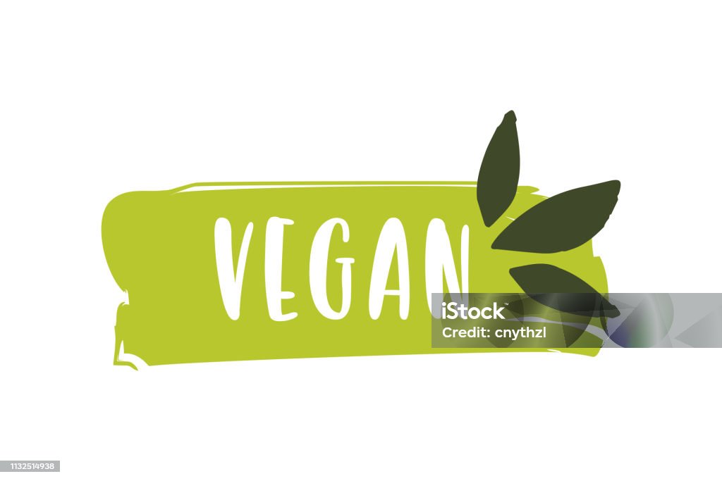 Vegan Logo. Raw, Healthy Food Badge, tag for Cafe, Restaurants and Packaging - Royalty-free Logótipo arte vetorial Vegan Logo. Raw, Healthy Food Badge, tag for Cafe, Restaurants and Packaging - Royalty-free Logótipo arte vetorial