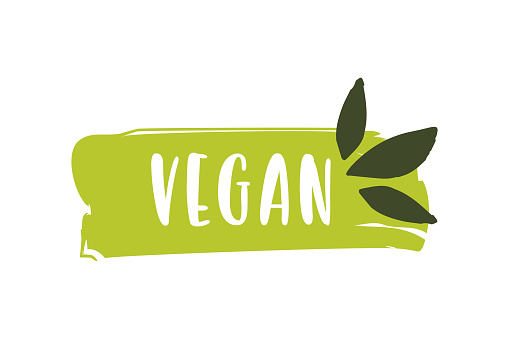 Vegan Logo. Raw, Healthy Food Badge, tag for Cafe, Restaurants and Packaging