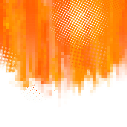 Orange abstract paint splashes illustration. Vector background with place for your text. Mosaic pixel