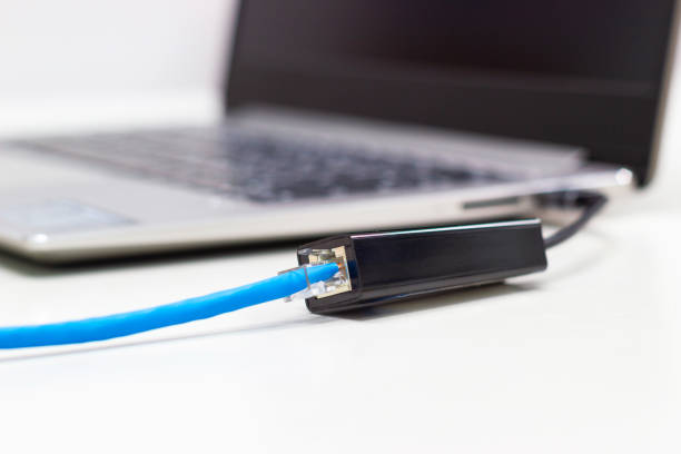 istock Blue CAT 6E UTP CABLE Connect to Port USB  (Device USB To Lan) 1132516841