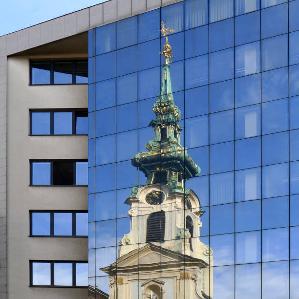 Reflection of the Spire of Stiftskirche Church in Vienna Austria
