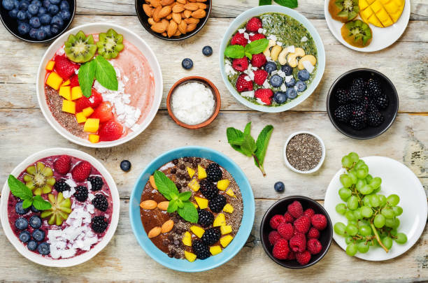 istock Smoothie breakfast bowls with berries, seeds and nuts 1132527198