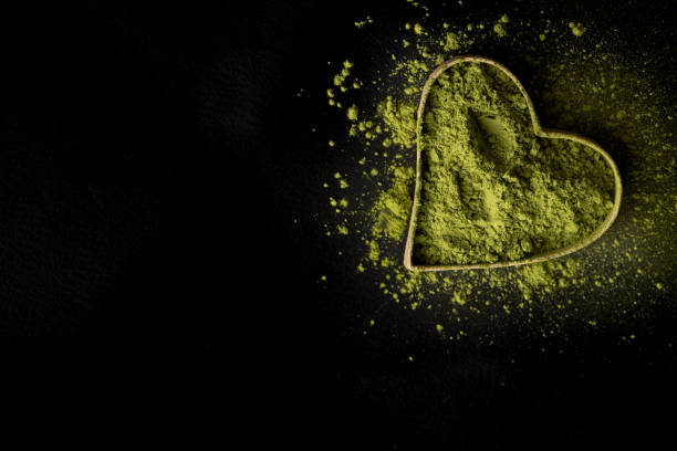 istock Matcha green tea on a black background 1132527545