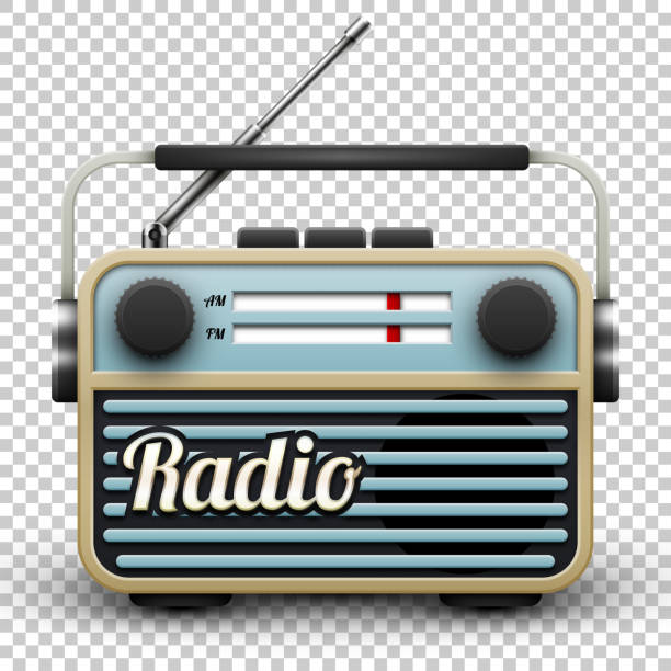 istock Vintage portable radio receiver, vector illustration on transparent background 1132528285
