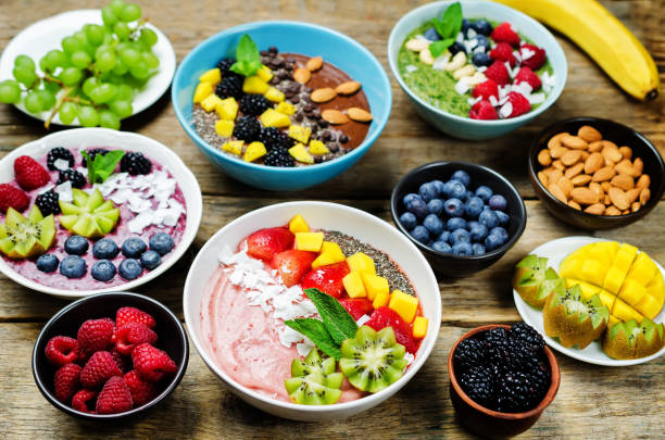 istock Smoothie breakfast bowls with berries, seeds and nuts 1132528722