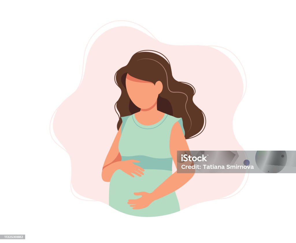 Pregnant woman, concept vector illustration in cute cartoon style, health, care, pregnancy cute cartoon vector illustration Pregnant stock vector