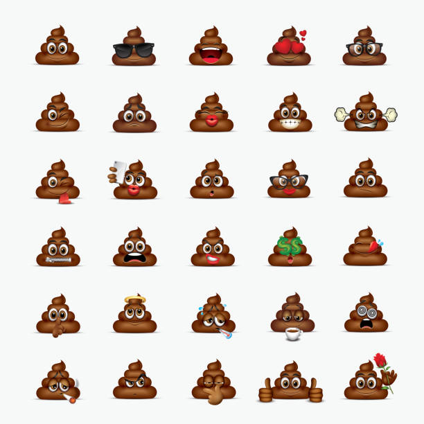 Set of poo emoticon, emoji - poop face - vector illustration Set of poo emoticon, emoji - poop face shit faced stock illustrations