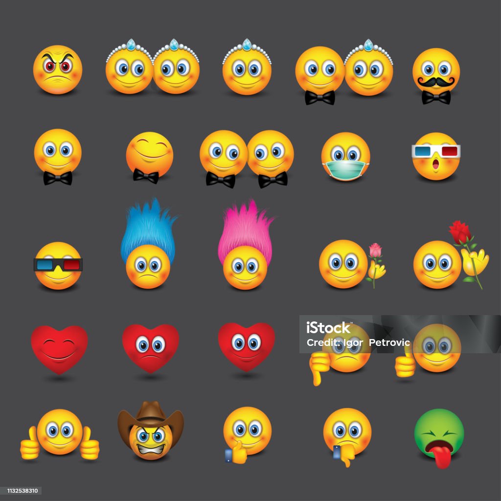 Set of emoticons - emoji - vector illustration Set of emoticons - emoji Emoticon stock vector