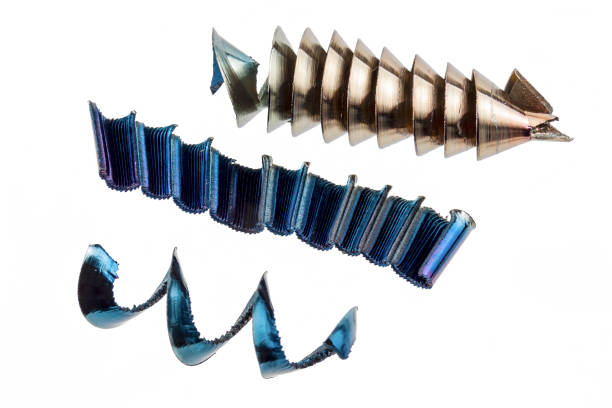 Metal shavings of different types on a white background, isolate.