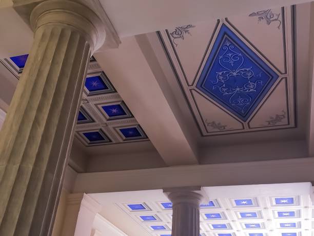 istock Admiring the ceiling of “Ermoupolis” TownHall 1132541368