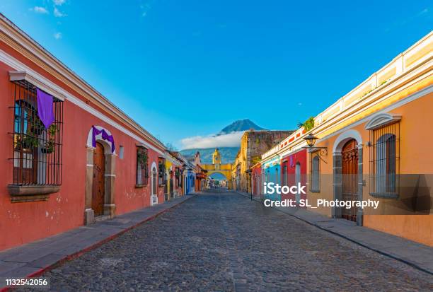 Antigua Cityscape At Sunrise Guatemala Stock Photo - Download Image Now - Guatemala, Antigua - Western Guatemala, Central America