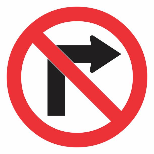 ilustrações de stock, clip art, desenhos animados e ícones de do not turn right traffic sign - turning right