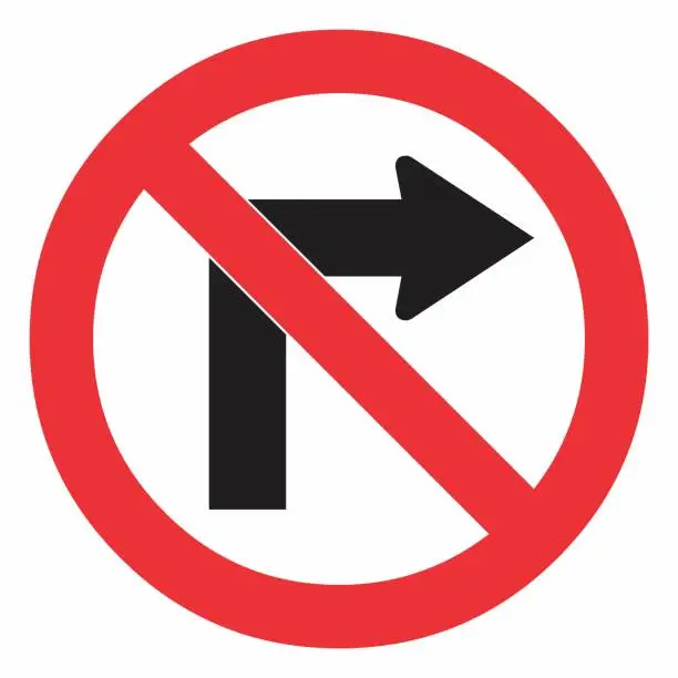 Vector illustration of Do not turn right traffic sign