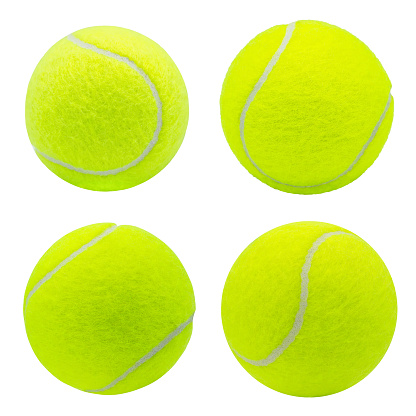 Tennis Ball Collection isolated on white background with clipping path,Set