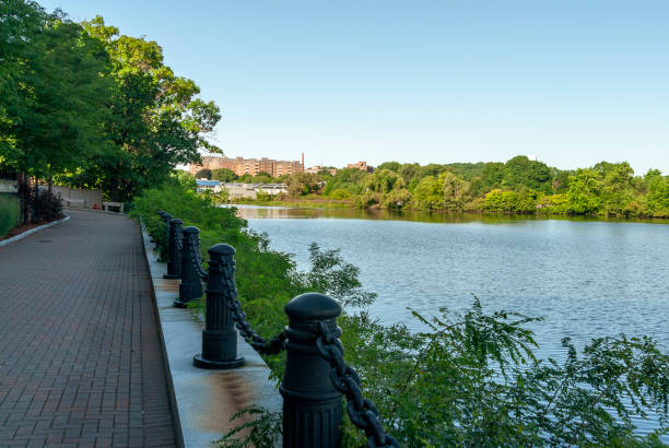 istock Charles River Greenway following curve of river 1132554324