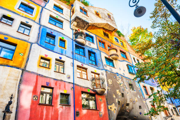 Hundertwasser House in Vienna, Austria Vienna, Austria - October, 5, 2017: Hundertwasser House in Vienna, Austria hundertwasser haus in vienna austria stock pictures, royalty-free photos & images
